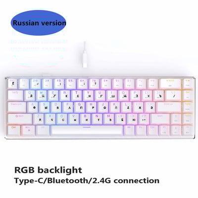 Juhtmeta mehaaniline klaviatuur Bluetoothi / 2,4 GHz RGB taustvalgustusega punane/pruun/must mänguklaviatuur, tüüp-c-USB iOS Maci jaoks