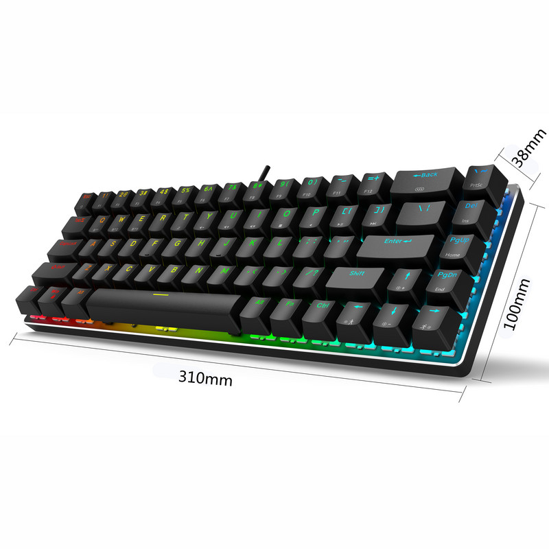 Juhtmeta mehaaniline klaviatuur Bluetoothi / 2,4 GHz RGB taustvalgustusega punane/pruun/must mänguklaviatuur, tüüp-c-USB iOS Maci jaoks