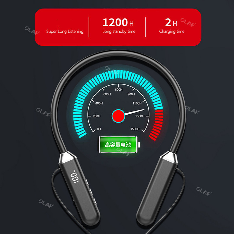 Olaf TWS Магнитни безжични слушалки с лента за врат Bluetooth 5.2 Слушалки Слушалки Спорт Бягане Водоустойчива слушалка Безжична слушалка с микрофон