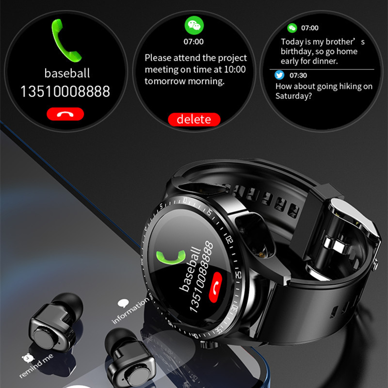 JM03 Smart Watch Men Smartwatch Tws 2 σε 1 HIFI Stereo Wireless Headset Combo Τηλεφωνική κλήση Bluetooth για Android IOS