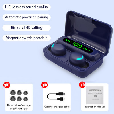 Bezdrôtové slúchadlá F9 Tws Bluetooth slúchadlá 5.1 9D stereo športové bezdrôtové slúchadlá s redukciou hluku herné powerbanky