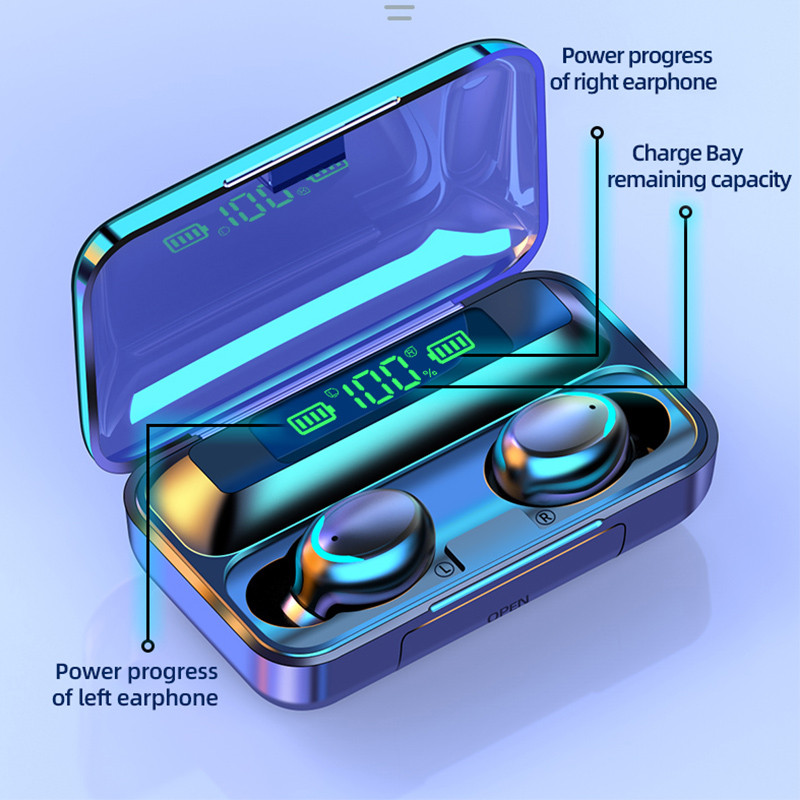 Bezdrôtové slúchadlá F9 Tws Bluetooth slúchadlá 5.1 9D stereo športové bezdrôtové slúchadlá s redukciou hluku herné powerbanky