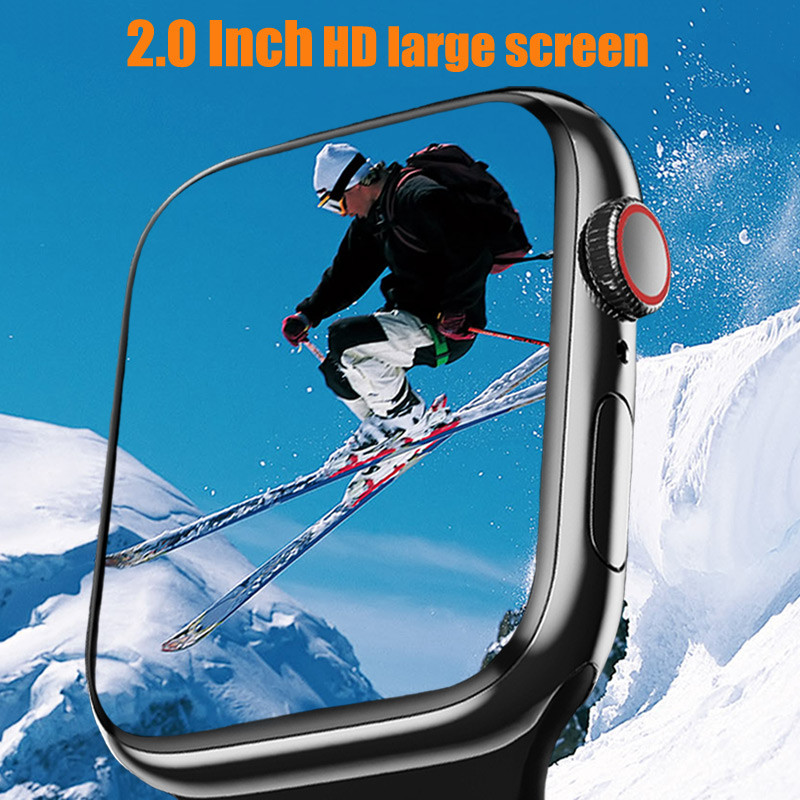 2,0 collu viedais pulkstenis vīriešiem, sievietēm, 7. sērija 8. sērija sirdsdarbības monitors sievietēm, valkājams Os viedpulkstenis NFC bezvadu uzlādes zvanīšanas pulksteņi + kaste