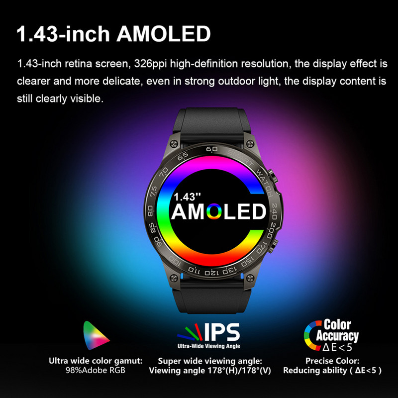 Έξυπνο ρολόι BYSL NFC Bluetooth 5.0 Κλήση 400mAh Μπαταρία IP68 Αδιάβροχο Ανδρικό Smartwatch AMOLED HD Ρολόγια με πλήρη οθόνη αφής