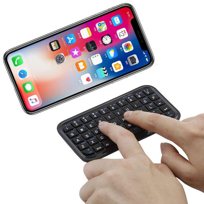 Tastatură Bluetooth 3.0, reîncărcabilă, mini subțire, dimensiune de călătorie, fără fir, tastatură mică, portabilă, cu 49 de taste, pentru tablete, smartphone