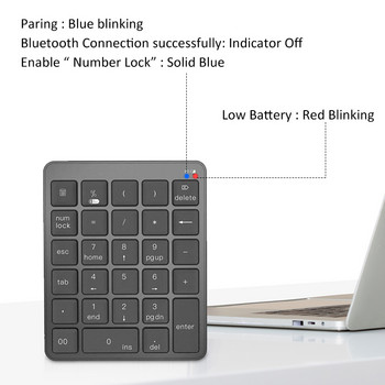 Αριθμητικό πληκτρολόγιο Πληκτρολόγιο Bluetooth 2.4G ασύρματο αριθμητικό πληκτρολόγιο Protable AAA Μπαταρία για φορητό τηλέφωνο Android Windows Tablet