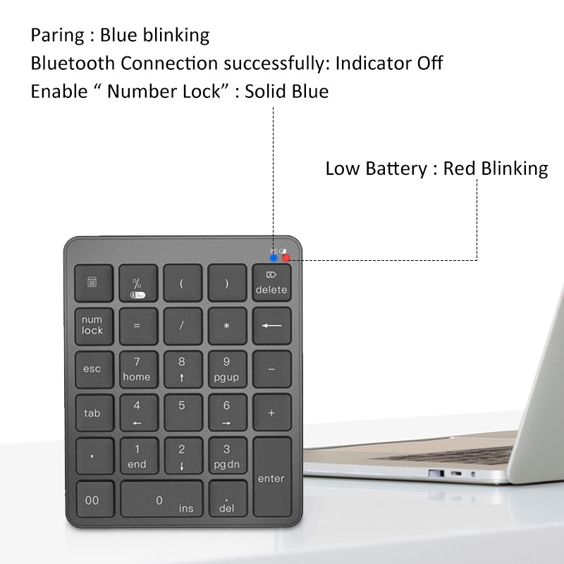 Tastatură numerică Tastatură Bluetooth 2.4G Pad numeric fără fir Baterie portabilă AAA pentru Android Windows Laptop Telefon Tabletă