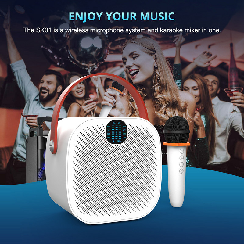 Bestisani kaasaskantav karaokepokõlar koos juhtmevaba mikrofoniga, Bluetooth 5.0 kõlarid, 30 W võimas heli, 8 h mänguaeg