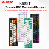 AJAZZ K685T Bluetooth Μηχανικό πληκτρολόγιο RGB με δυνατότητα εναλλαγής 68 πλήκτρων ασύρματα πληκτρολόγια παιχνιδιών τριών λειτουργιών για επιτραπέζιο υπολογιστή παιχνιδιών