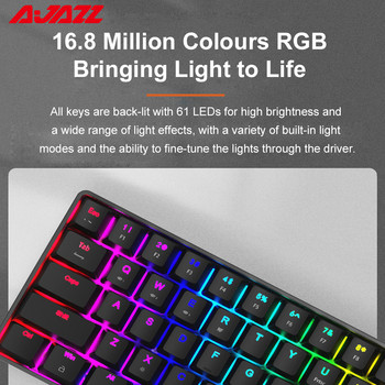 AJAZZ K685T Bluetooth механична клавиатура RGB с възможност за гореща смяна на 68 клавиша Безжични игрални клавиатури с три режима за настолен компютър за геймъри