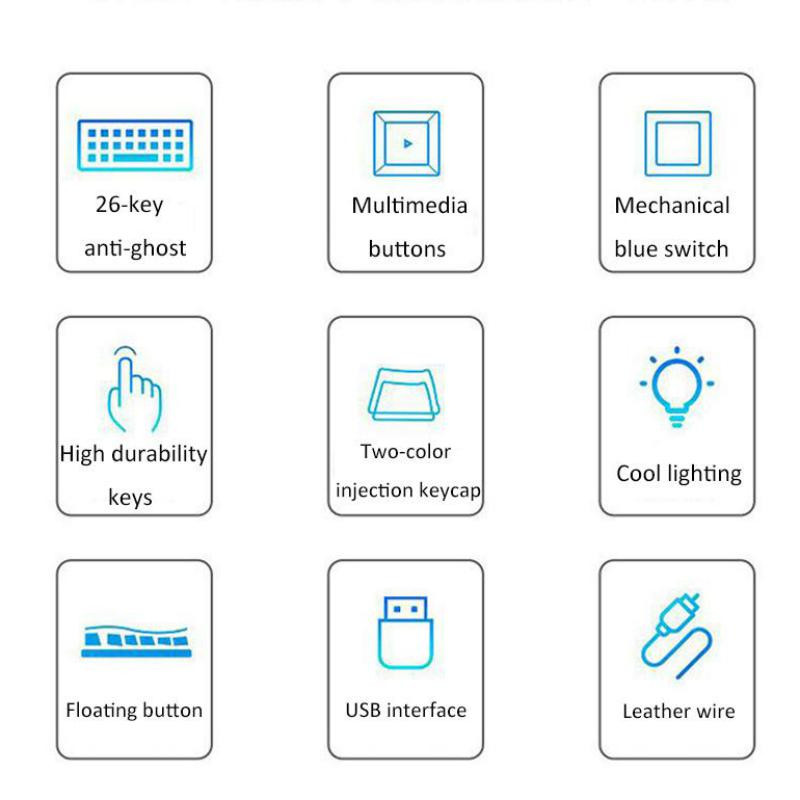 Mehanička tipkovnica za igre s 87 tipki Igra Anti-ghosting Plavi prekidač u boji s pozadinskim osvjetljenjem Žičana tipkovnica za profesionalna prijenosna računala za igrače