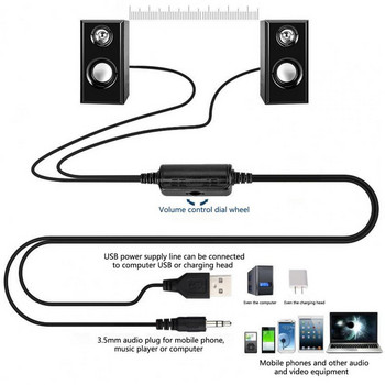 Компютърни високоговорители Съраунд звук със захранване от USB Дървени настолни кабелни високоговорители Бас Стерео субуфер за лаптоп Смартфон