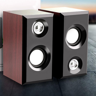 Difuzoare pentru computer Sunet surround alimentat prin USB Difuzoare cu fir pentru desktop din lemn Subwoofer stereo bas pentru laptop Smartphone