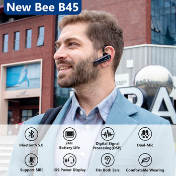 Νέα ακουστικά Bee B45 Bluetooth 5.0 Ασύρματα ακουστικά με ακουστικά με διπλό μικρόφωνο ακουστικών CVC8.0 Μείωση θορύβου για οδήγηση