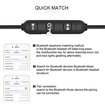 5.0 αθλητικά ακουστικά Bluetooth, ασύρματα ακουστικά με λαιμό, στερεοφωνικά ακουστικά, μεταλλικά ακουστικά μουσικής με μικρόφωνο ( όλα τα κινητά τηλέφωνα