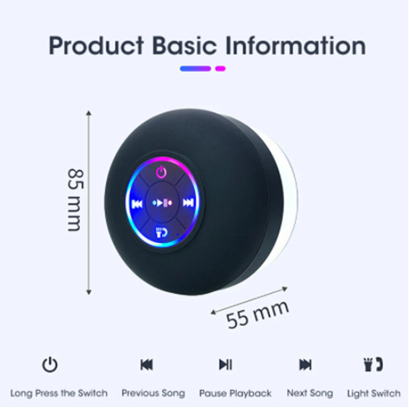 Q9 zvučnik otporan na prašinu Vodootporni bežični Bluetooth zvučnici za kupaonicu s LED svjetlima Tuš u automobilu Hands-free zvučnici