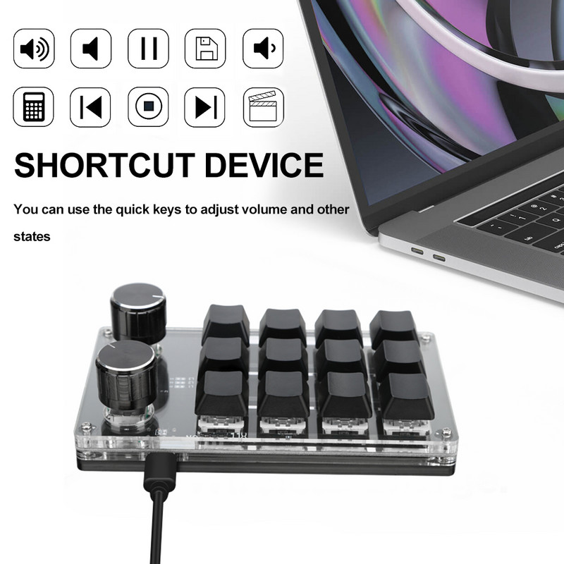 Makró gomb Egyedi billentyűzet Másolás Beillesztés Gyorsbillentyűk E-sport játékok Mini-mechanikus gyorscsere testreszabási billentyűzet