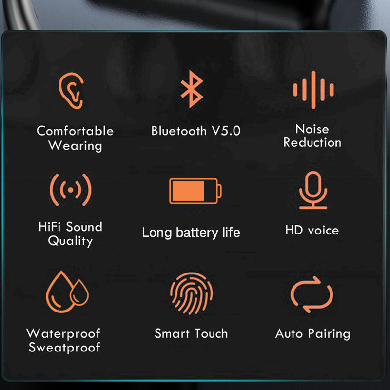 TWS Earphones Ασύρματα ακουστικά Bluetooth Στερεοφωνικά ακουστικά IN Ear Sports by Mic Earbuds For All Phone