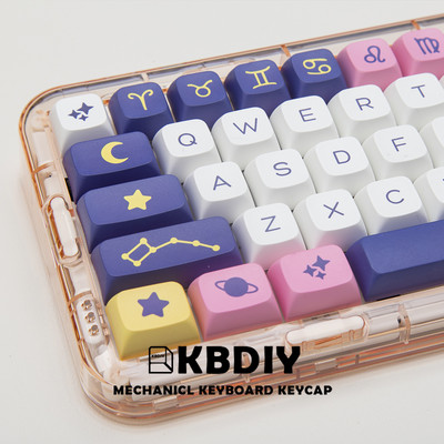 KBDiy 132 Keys Constellation PBT Keycaps XDA Profile MX Switch Anime mielas klaviatūros dangtelis, skirtas „pasidaryk pats“ mechaninei žaidimų klaviatūrai.