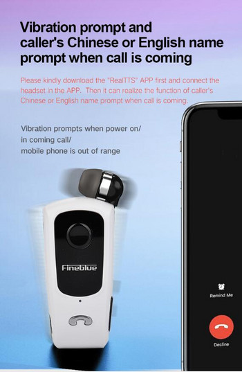 Fineblue F920 Pro Mini ασύρματα ακουστικά Ανασυρόμενα φορητά ακουστικά Bluetooth Κλήσεις υπενθύμιση δόνησης Sport Run Gamer ακουστικών