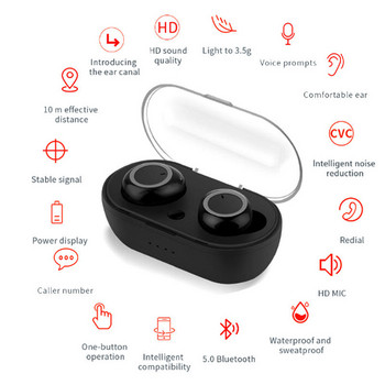 Γνήσια Ασύρματα ακουστικά Bluetooth Y50 TWS Στερεοφωνικά ακουστικά σκληρού ελέγχου Αθλητικά ακουστικά με κουτί φόρτισης για τηλέφωνο