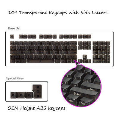 104 prozirne prazne prozirne kapice tipki OEM profil ABS kapica tipki za Mx Switch Mehanička gaming tipkovnica s pozadinskim osvjetljenjem RGB prilagođena kapica tipki