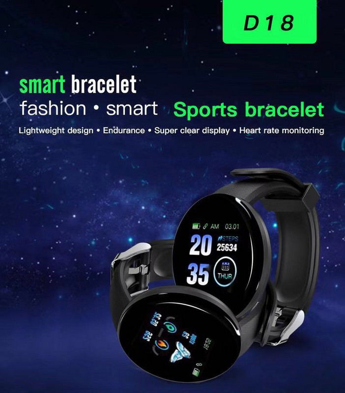 D18 Pro Pametni sat Bluetooth Fitness Tracker Sportski monitor otkucaja srca Vodootporna krv Ženska modna narukvica za Android IOS