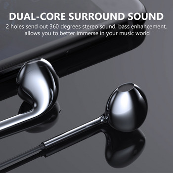 Ενσύρματα ακουστικά 3,5 mm Bass Stereo Earbuds Gym Sports Headphone with Mic Stereo Headset για iPhone Samsung Xiaomi Huawei PC
