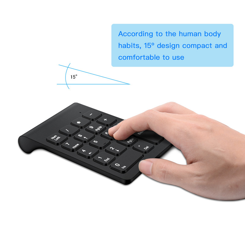Tastatură fără fir Lefon Mini număr digital Tastatură numerică Banca de contabilitate 18 taste Tastatură Set mouse pentru laptop PC Notebook