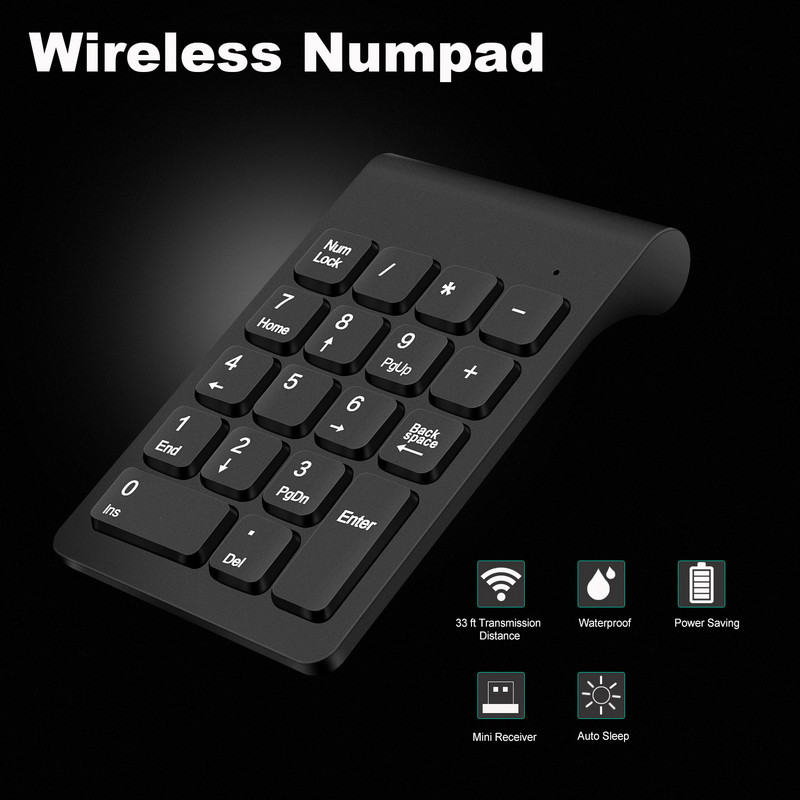 Tastatură fără fir Lefon Mini număr digital Tastatură numerică Banca de contabilitate 18 taste Tastatură Set mouse pentru laptop PC Notebook