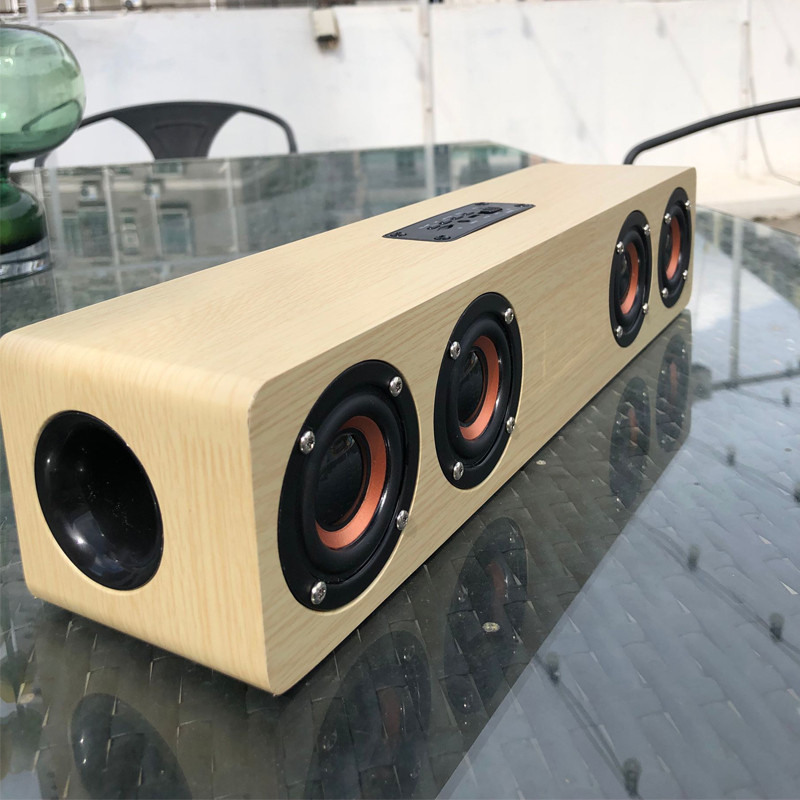 Bluetooth zvučnik velike snage Drveni zvučni sustav za budilicu Super Bass Subwoofer s FM radiom TF AUX USB za zvučnik za računala