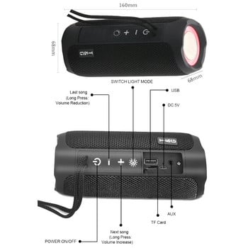 TG227 Преносим Bluetooth високоговорител Безжичен бас събуфер Водоустойчива външна колона Boombox FM Стерео високоговорител Музикален център