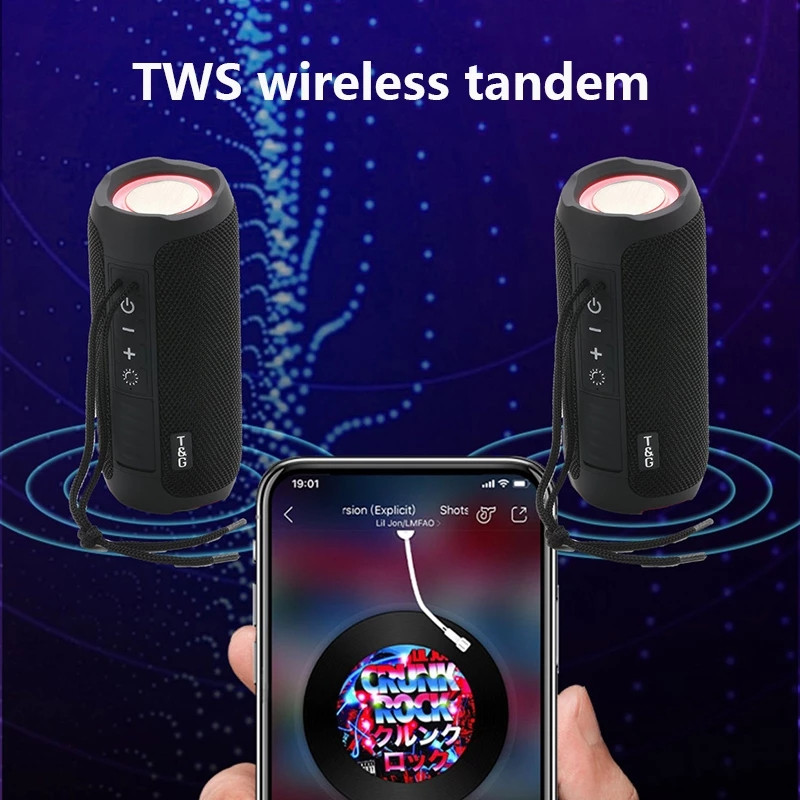 TG227 Prenosný Bluetooth reproduktor Bezdrôtový basový subwoofer Vodotesný vonkajší stĺpový boombox FM stereo reproduktor Hudobné centrum