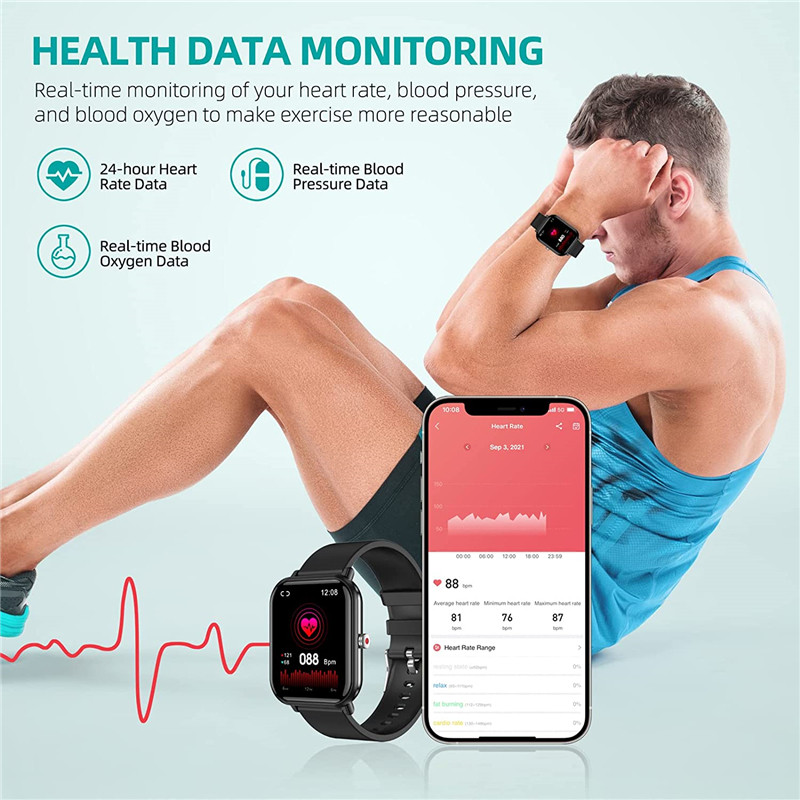 Q9 Pro pametni sat 1,7 inčni Bluetooth monitor otkucaja srca SpO2 Muški sportski fitnes uređaj IP68 vodootporan ženski pametni sat sat