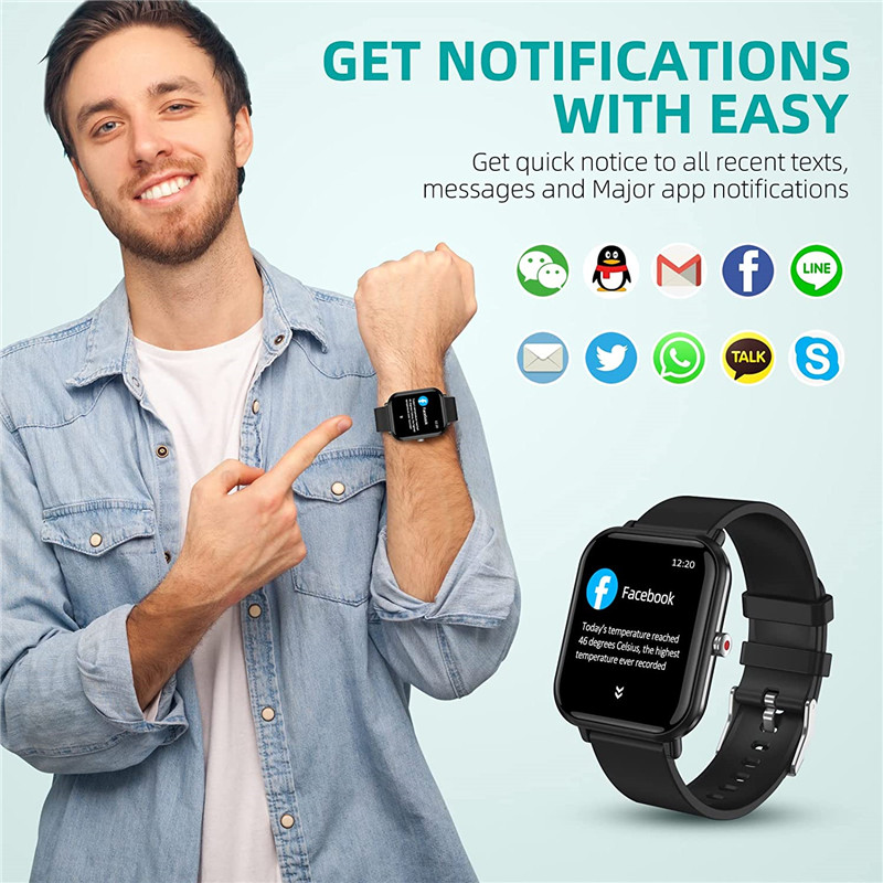 Q9 Pro pametni sat 1,7 inčni Bluetooth monitor otkucaja srca SpO2 Muški sportski fitnes uređaj IP68 vodootporan ženski pametni sat sat