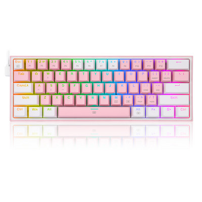 Redragon K617 Fizz mehaaniline klaviatuur USB juhtmega lineaarsed punased lülitid RGB LED taustvalgus 61 klahvi Ergonoomiline disain reisimiseks