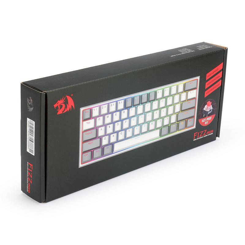 Redragon K617 Fizz mehaaniline klaviatuur USB juhtmega lineaarsed punased lülitid RGB LED taustvalgus 61 klahvi Ergonoomiline disain reisimiseks