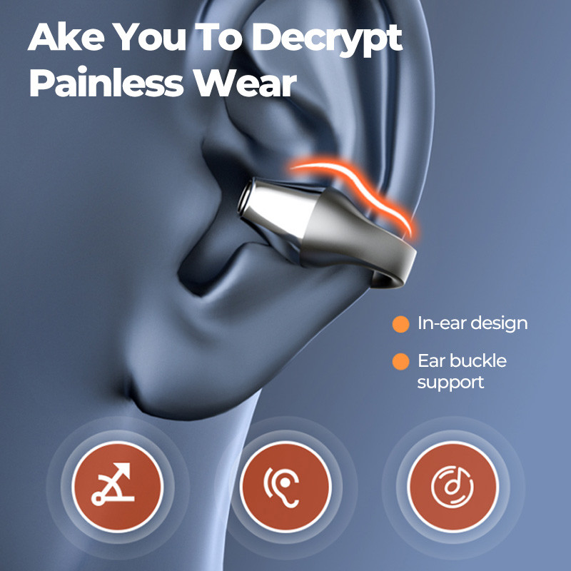 TWS Bežične slušalice Bluetooth 5.2 Bone Conduction Slušalice Dizajn štipaljke za uho Kontrola na dodir LED Slušalice Sportske slušalice