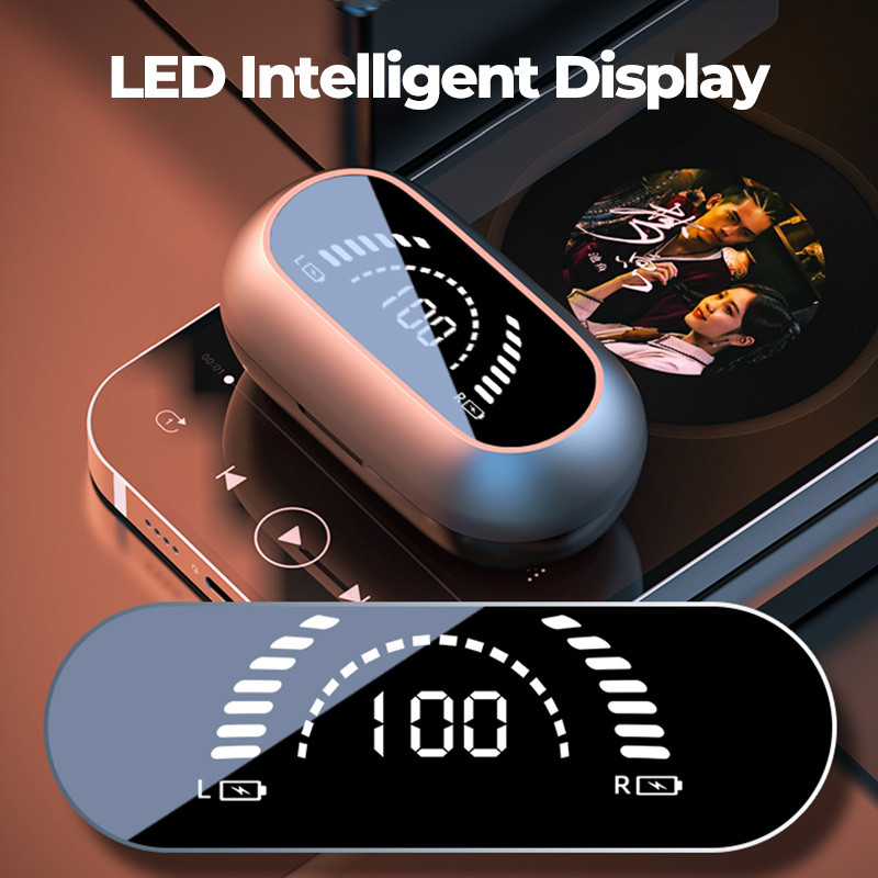 TWS Bežične slušalice Bluetooth 5.2 Bone Conduction Slušalice Dizajn štipaljke za uho Kontrola na dodir LED Slušalice Sportske slušalice