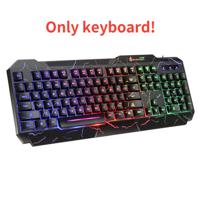 Spēļu tastatūra pele LED elpojošs fona apgaismojums Ergonomics Pro Combos USB vadu pilna taustiņa profesionāla peles tastatūra 4 in1