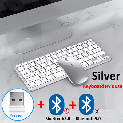 Bluetooth 5.0 & 2.4G bežična kombinacija tipkovnice i miša Mini multimedijska tipkovnica Miš Set za prijenosno računalo TV iPad Macbook Android