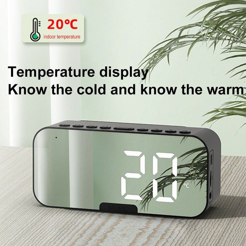 Bežični Bluetooth zvučnik FM radio TF Card Player Sound Box LED zaslon velike glasnoće Desktop Budilica SoundBar za sve telefone