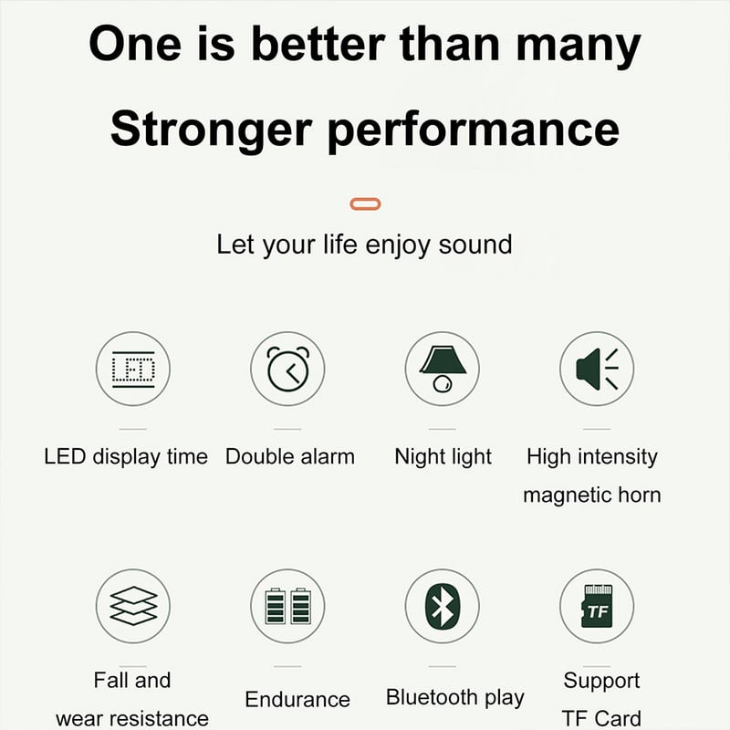 Bežični Bluetooth zvučnik FM radio TF Card Player Sound Box LED zaslon velike glasnoće Desktop Budilica SoundBar za sve telefone