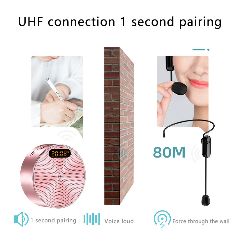 Juhtmevaba megafoni kaasaskantav häälevõimendi õpetaja mikrofoni kõlar 5 W tugi Bluetooth TF-kaardi U-ketta ühendus