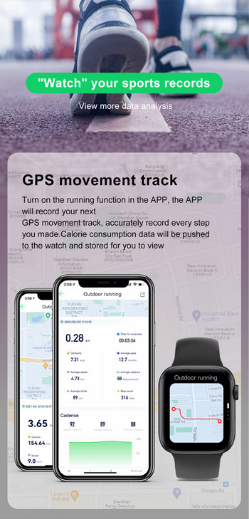 2023 Smartwatch 44 mm Смарт часовник Мъжки Дамски Спортни часовници Bluetooth разговори Персонализиран циферблат Безжично зареждане Фитнес гривна