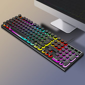 Tastatură mecanică de gaming Tastatură cu 104 taste cu fir USB cu iluminare din spate RGB Negru roșu albastru pentru computer laptop Pro Gamer