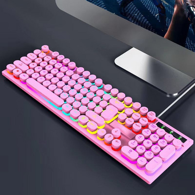 Tastatură mecanică de gaming Tastatură cu 104 taste cu fir USB cu iluminare din spate RGB Negru roșu albastru pentru computer laptop Pro Gamer