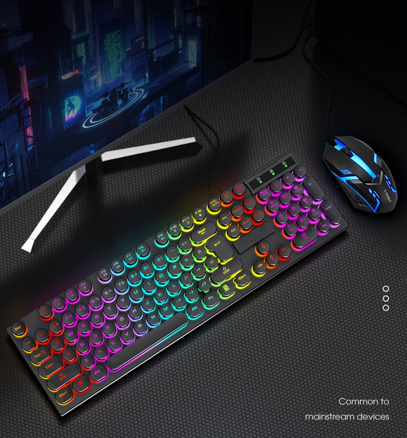 Tastatură mecanică de gaming Tastatură cu 104 taste cu fir USB cu iluminare din spate RGB Negru roșu albastru pentru computer laptop Pro Gamer
