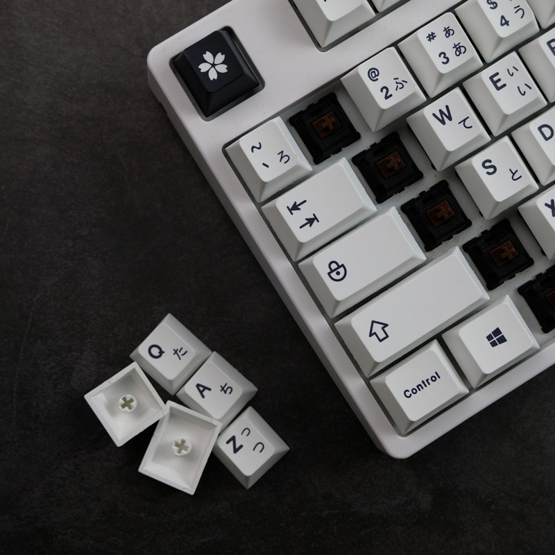 Minimalistički bijelo crni stil PBT tipki za mehaničku tipkovnicu Mx Switch Cherry profil tipke Japanska tipka prilagođena GK61