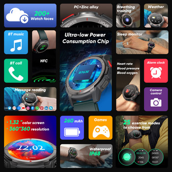 НОВ смарт часовник за мъже, Bluetooth разговори, кръвен кислород, кръгъл HD екран, персонализирани циферблати, 25 спортни режима, смарт часовник за жени за IOS Android